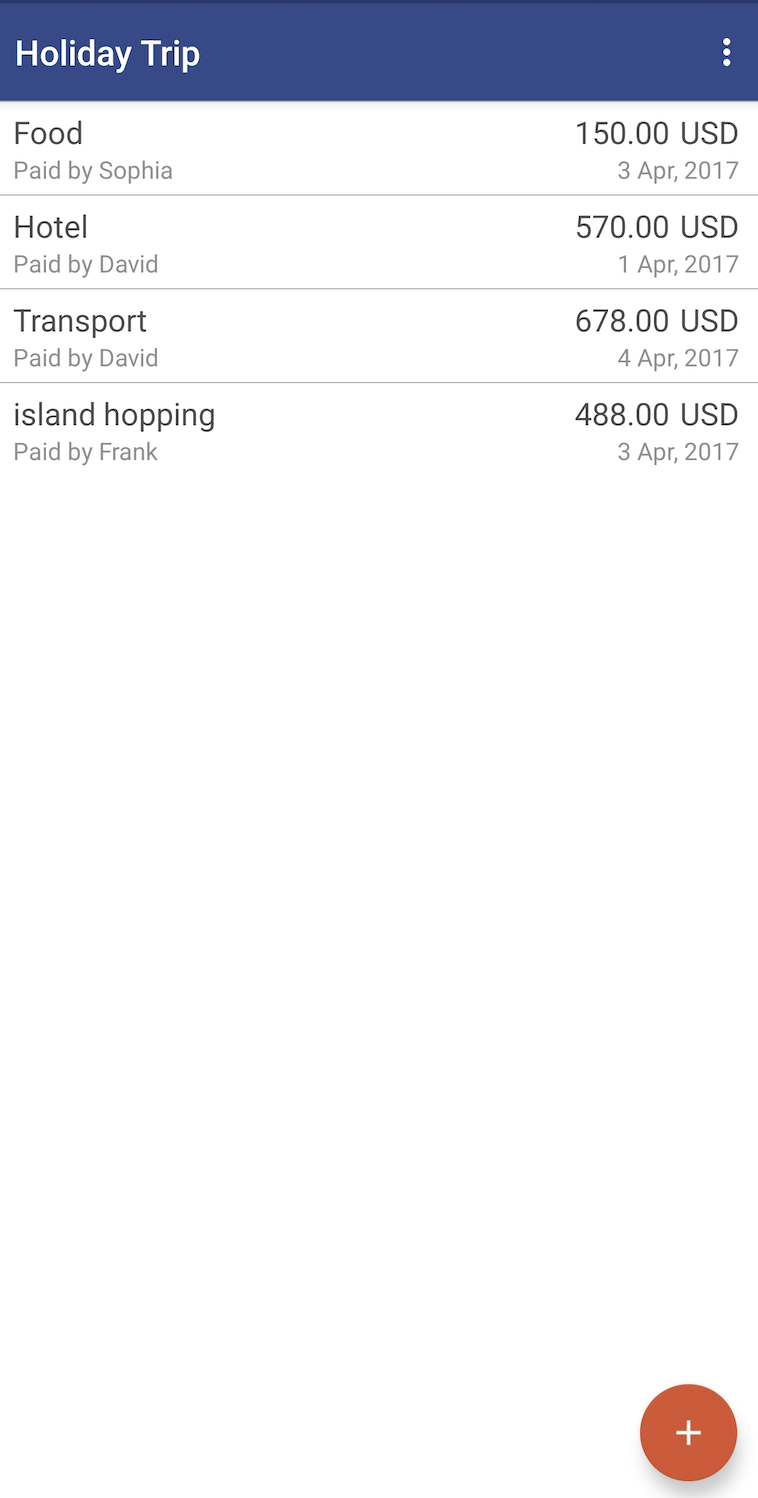 ExpeenseCount App expense screen